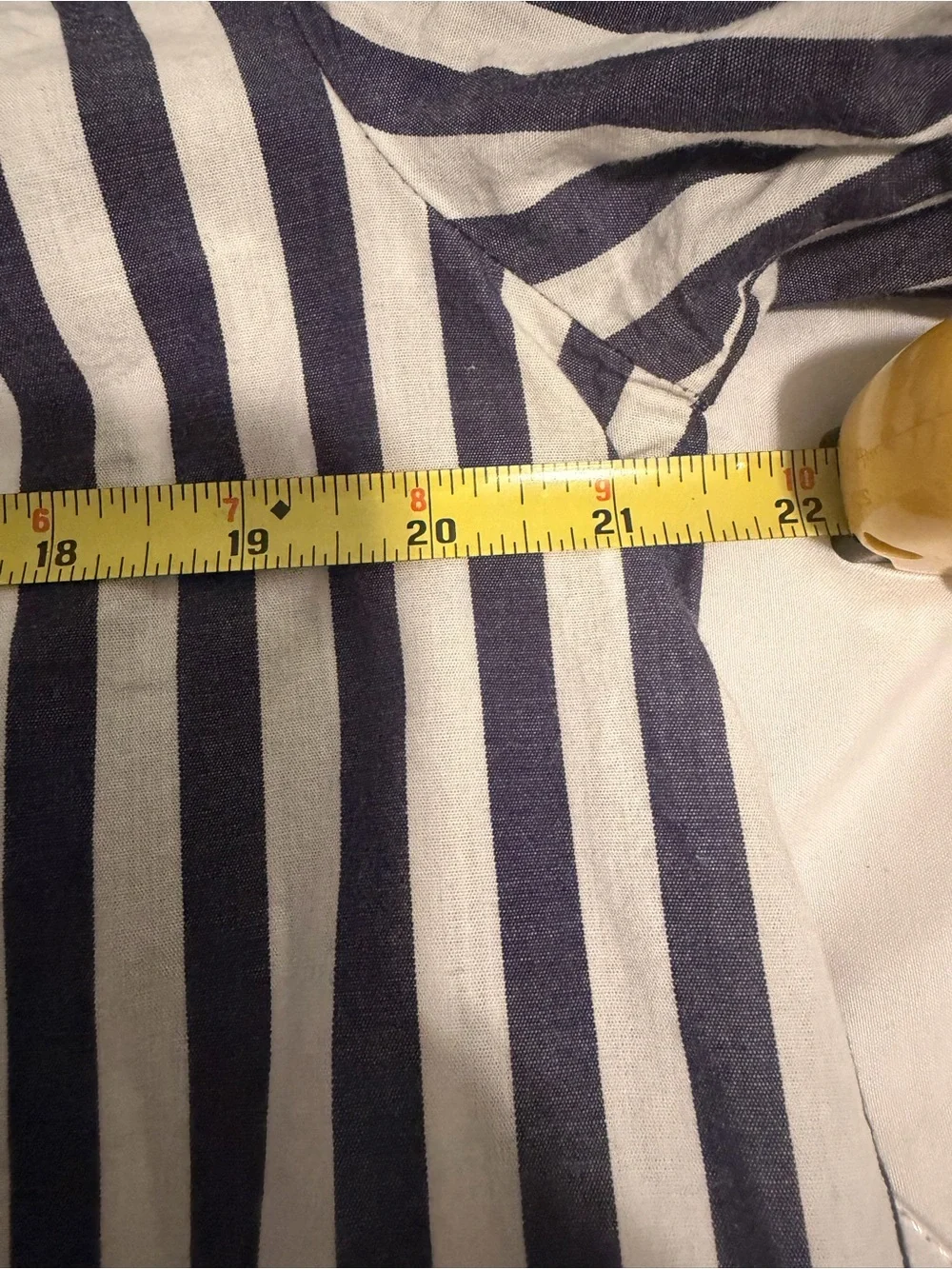 Anthropologie Darcey Navy&White Striped V-Neck Puff Sleeve Top MEDIUM